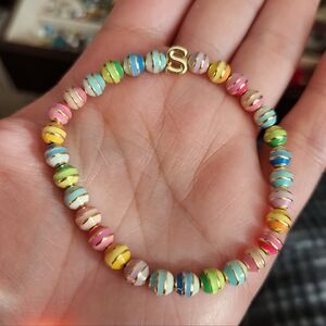 Baublebar Multicolor Enamel And Gold S Initial Bracelet